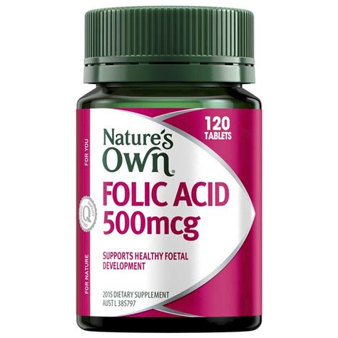 Buy Natures Own Folic Acid 500mg For Womens Health 120 Tablets Online