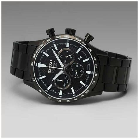 Seiko Mens Chronograph Black Quartz Watch Ssb415p1 First Class Watches™ Sgp