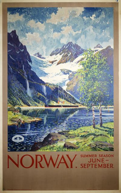 Original Authentic Vintage Poster Title Norway Summer Season