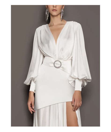 Robe longue de soirée blanche tenue de soirée Sexy fendue sur le côté