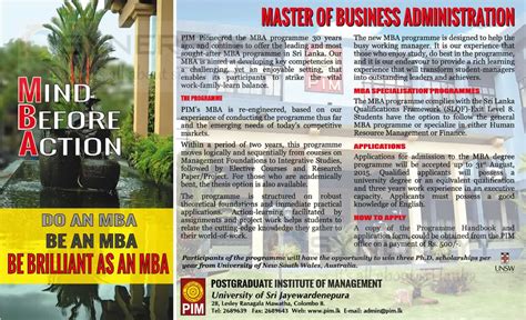 Postgraduate Institute Of Management Master Of Business