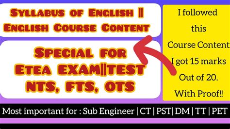 Syllabus Of English English Course Content For ETEA EXAM TEST Most