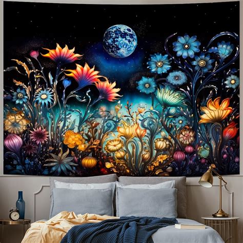 Amazon Tushelia Floral Plant Tapestry Fantasy Moon Tapestry Trippy