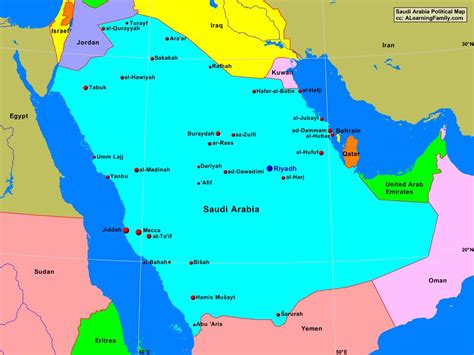 Saudi Arabia Political Map - A Learning Family