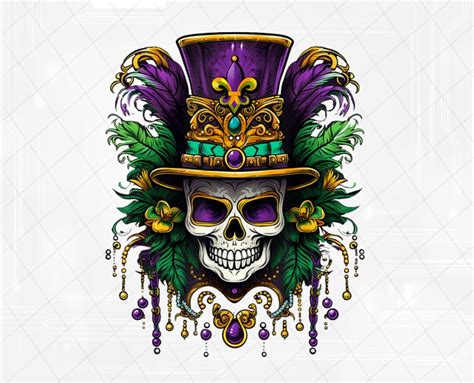 Png Only Mardi Gras Sugar Skull Png Skeleton Mardi Gras Png Mardi