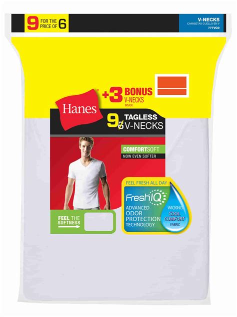 9 Pack Of Hanes Mens Tagless Comfortsoft White V Neck Undershirts For