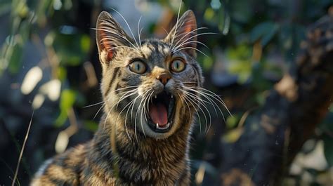 Shocked Cat With Open Mouth Looking Surprised And Puzzled Premium AI