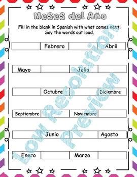 Los Meses Del Ano Worksheet Spanish NBKomputer