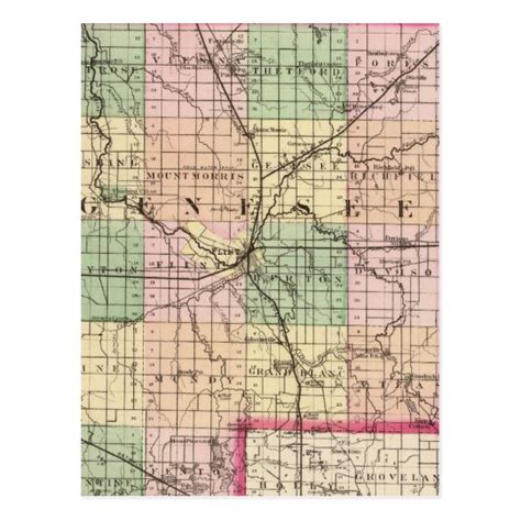 Map of Genesee County, Michigan Postcard | Zazzle.com