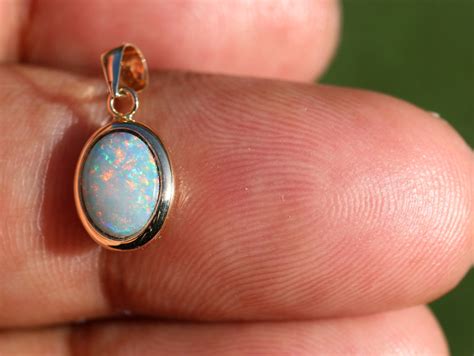 14k Solid Gold Australian Opal Doublet Pendant TOG 85