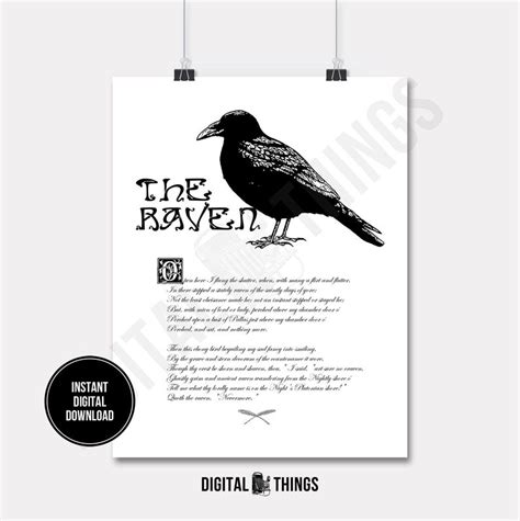 Halloween Edgar Allan Poe the Raven Bird Poem Wall Decor Art - Etsy