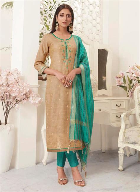 Jacquard Silk New Designer Embroidery Work Readymade Churidar Suits