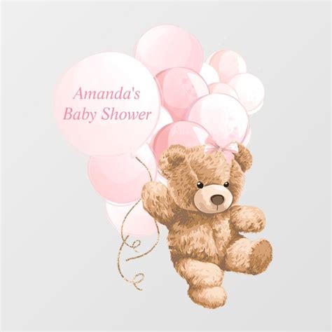 Pink Teddy Bear Baby Shower Floor Decals Zazzle Baby Bear Baby