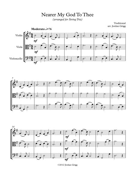 Nearer My God To Thee Arranged For String Trio Arr Jordan Grigg By