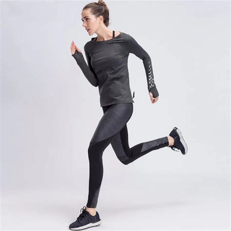 Women Yoga Set Gym Sport Clothing Gray Patchwork Fitness Suit Female