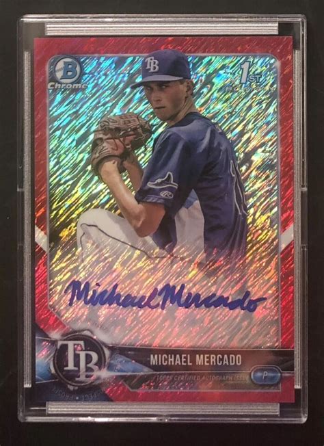 Bowman Chrome Red Refractor Auto Shimmer Michael Mercado Phillies