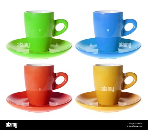 Color Cups And Saucers Stock Photo Alamy