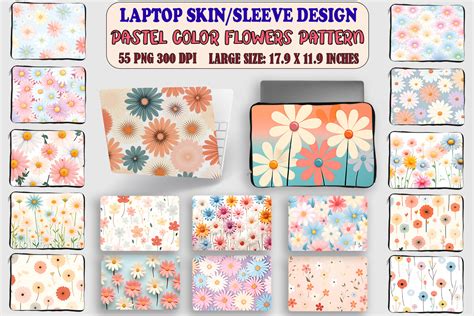 Pastel Color Flowers Pattern Laptop Skin Graphic by Lewlew · Creative ...