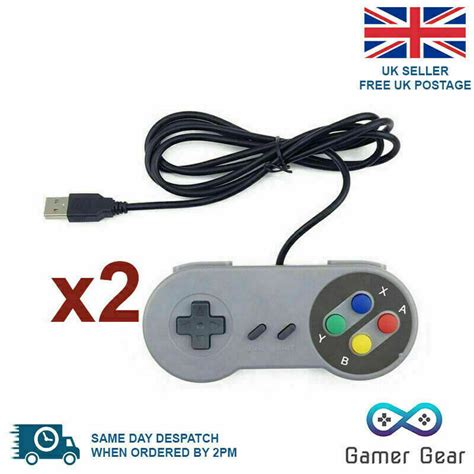 2x Retro Super Nintendo Snes Usb Controller Joypads For Win Pc Pi