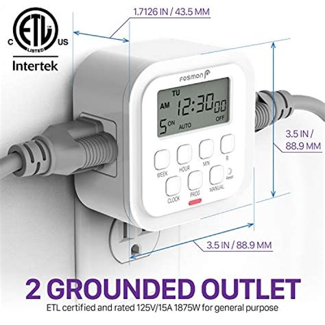 Fosmon Minuteur numérique d intérieur programmable de 7 jours double 2