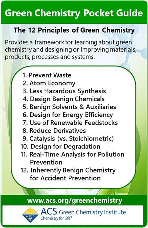 The Green Chemistry Pocket Guide Reprinted With Permission From Acs