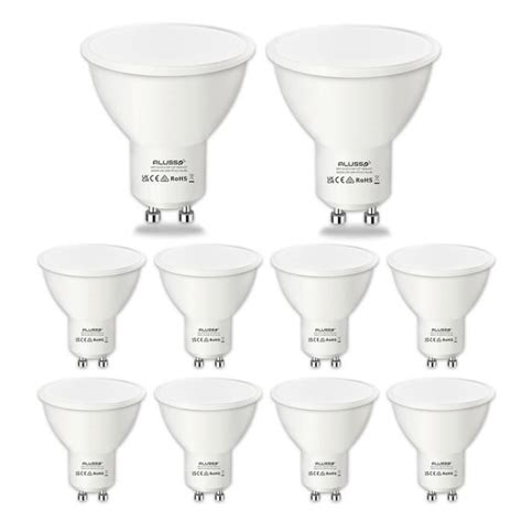 10 Ampoules LED ALUSSO LIGHTING GU10 7W Blanc Chaud 3000K Haute