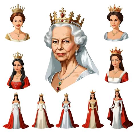 Premium Vector Queen Vector Set White Background Isolated A High Quality