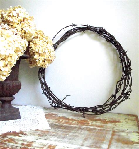 Barbed Wire Wreath Antique Weathered Rusty Patina Wall Etsy