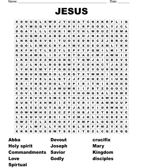 Jesus Word Search Wordmint