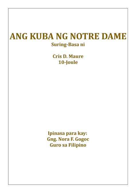 Ang Kuba Ng Notre Dame Heyyy Ang Kuba Ng Notre Dame Suring Basa Ni