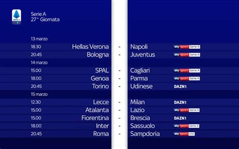 Calendario Serie A Giornate E Gli Orari E Le Date