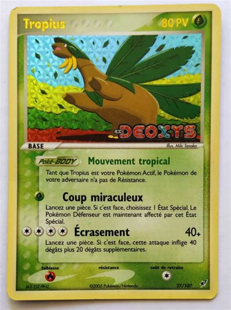 CARTE POKÉMON TROPIUS 27 107 Rare Holo Bloc EX Deoxys 2005 FR EUR 23