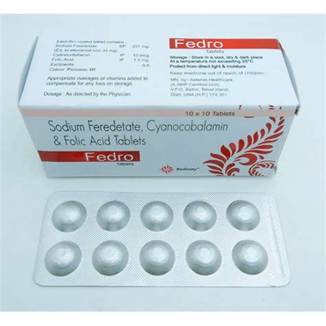 Sodium Feredetate 231mg Cyanocobalamin 15mcg Folic Acid 1 5mg Tablets General Medicines At Best