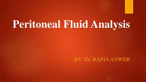 SOLUTION: Peritoneal fluid analysis - Studypool