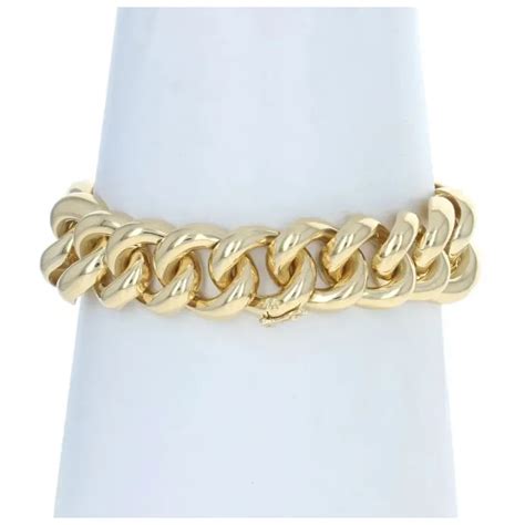 Yellow Gold Graduated Curb Link Bracelet K Chain Ruby Lane