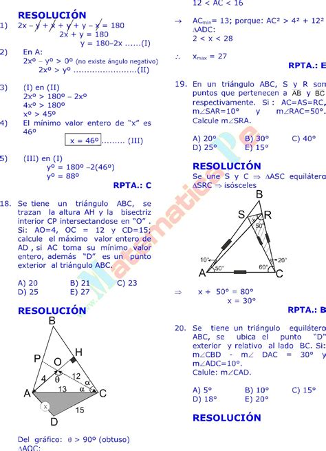 Los Tri Ngulos Y Sus Propiedades Ejercicios Resueltos De Geometr A