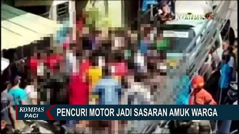 Kepergok Curi Motor Di CCTV Pelaku Jadi Sasaran Amukan Warga Video