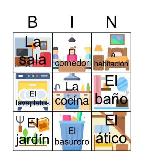 Las Partes De La Casa Bingo Card