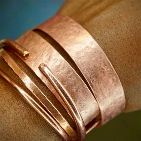 Copper Cuff Textured Flattened Bracelet Hammered Copper Etsy