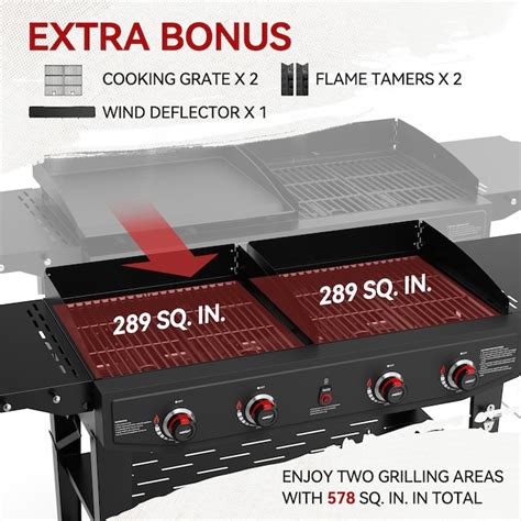 Royal Gourmet Grill And Griddle Combo 4 Burner Liquid Propane Flat Top Grill Gd405a At