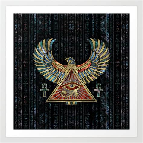 Eye Of Horus Wadjet Gemstone And Gold Art Print By Creativemotions