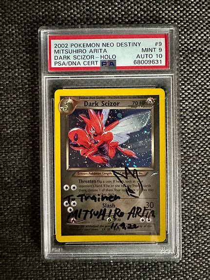 Pokemon Mitsuhiro Arita Signed Dark Scizor PSA Mint 9 Og Auto 10