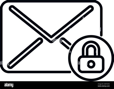 Secured Mail Icon Outline Vector Cipher Data Lock Code Stock Vector