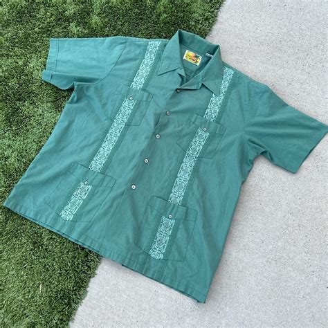 The Genuine Haband Guayabera Mens XL Green Depop