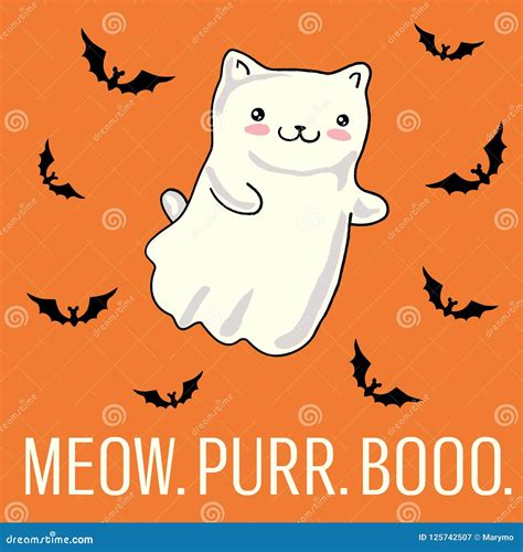 Tarjeta De Halloween Con El Gato Como Ejemplo Del Vector Del Fantasma