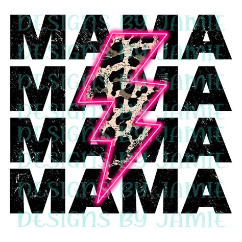 Mama Lightning Bolt Sublimation Png Download Etsy