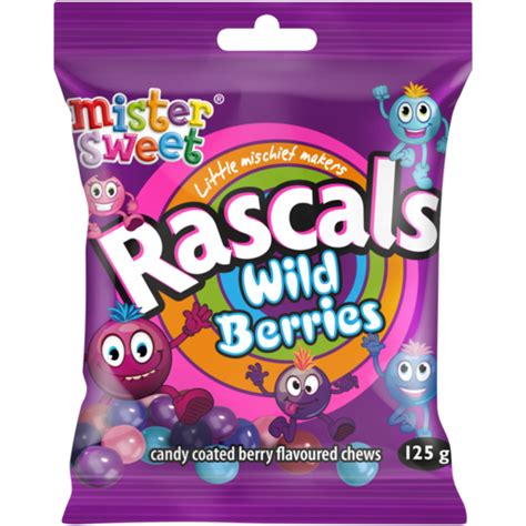 Mister Sweet Rascals Wild Berries Candy Coated Chews 125g Soft Sweets Chocolates And Sweets