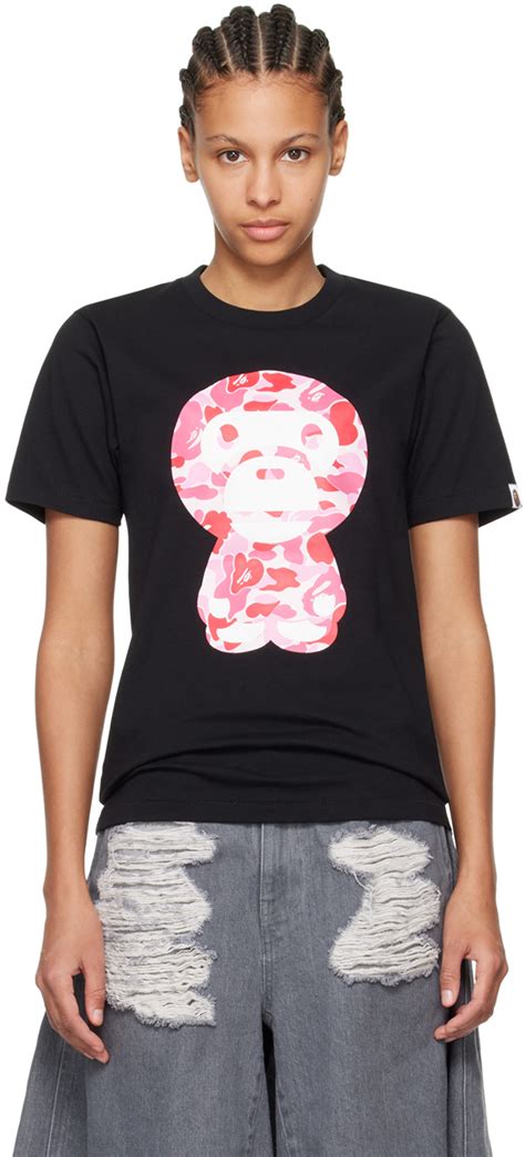 BAPE Black ABC Camo Big Baby Milo T Shirt SSENSE