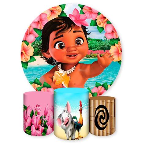 Capa Painel Trio Capas Cilindros Sublimados Tema Moana 691 Painel