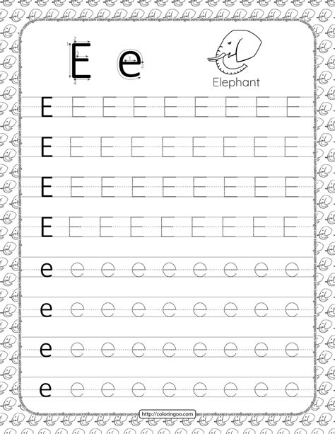 Free Printable Traceable Letter E